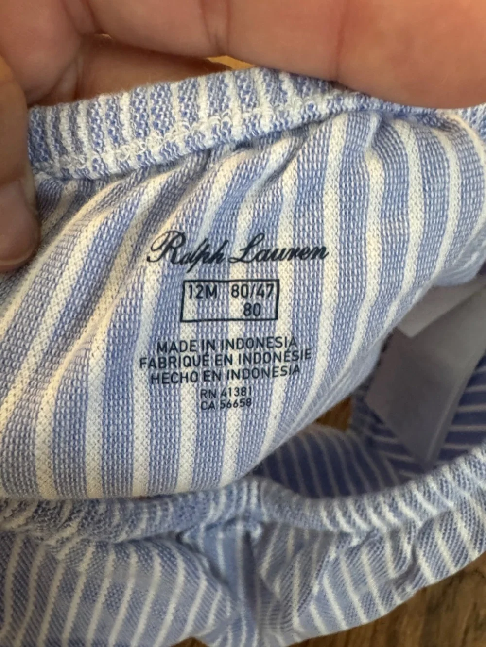 Ralph Lauren Oxford Stripe Pique Dress Bloomers Baby Girl Size 12 Months